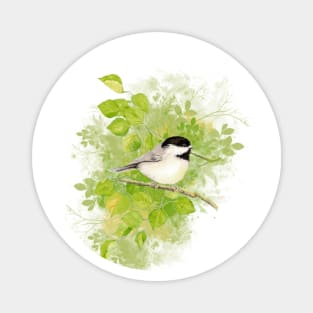 Watercolor Chickadee Bird Nature Art Magnet